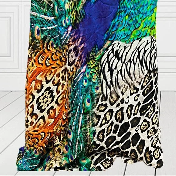 Shahida Parides 3 Ways Animal Print Maxi Silk Dress Multicolor ADINA PORTER - Picture 12 of 13
